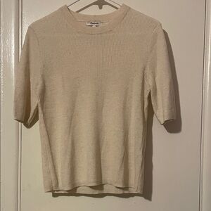 Madewell Beige Ribbed Knit Top 100 % Merino Wool
